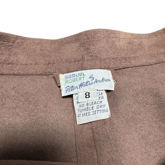 VTG Lillie Rubin Womens Samuel Robert Faux Suede Midi Skirt Beige XS S Mauve - Picture 2 of 6